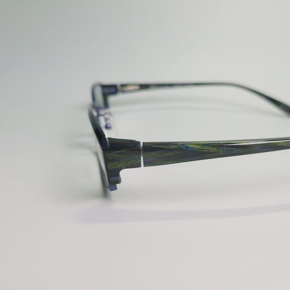 O&X NY OT-208U Titanium eyeglasses green blue stripe full frame 53-18 136 C7 - Picture 5 of 13